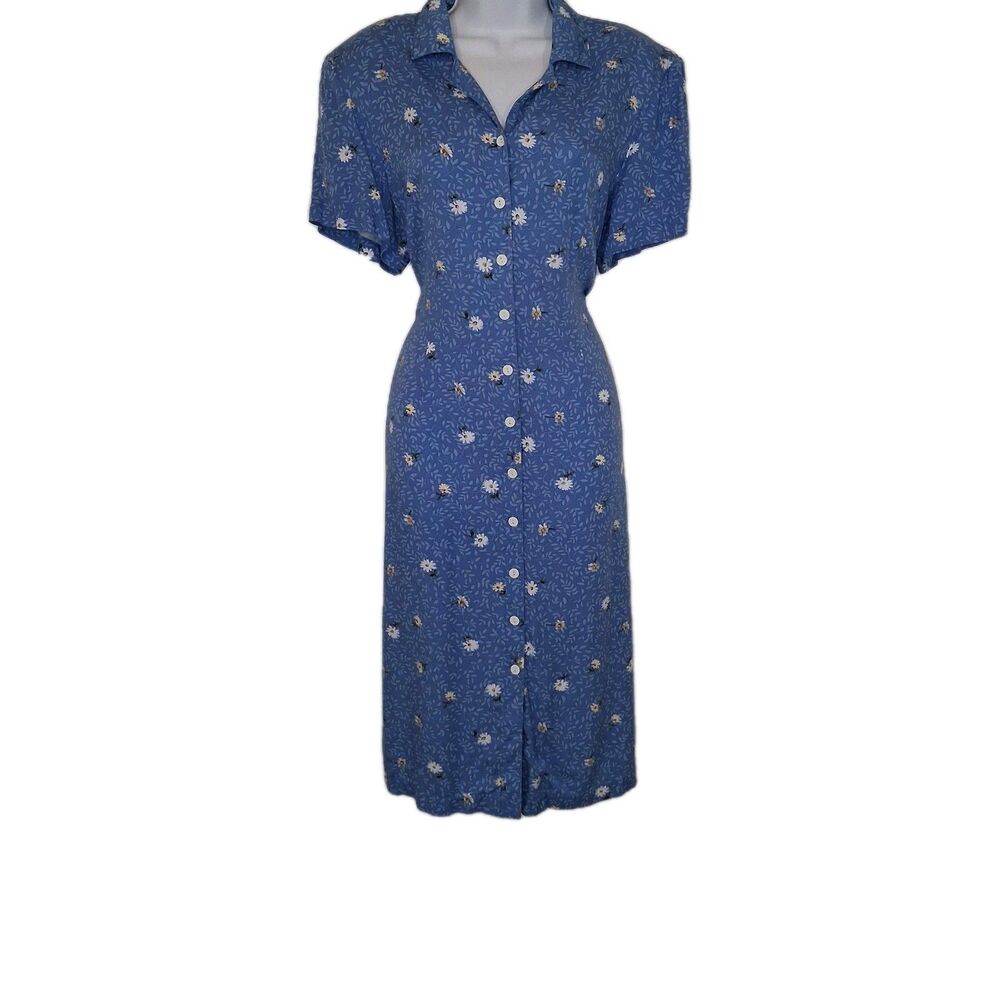 90s Floral Button Down Sundress Midi Women's Sz L/XL Romantic Coquette Prairie